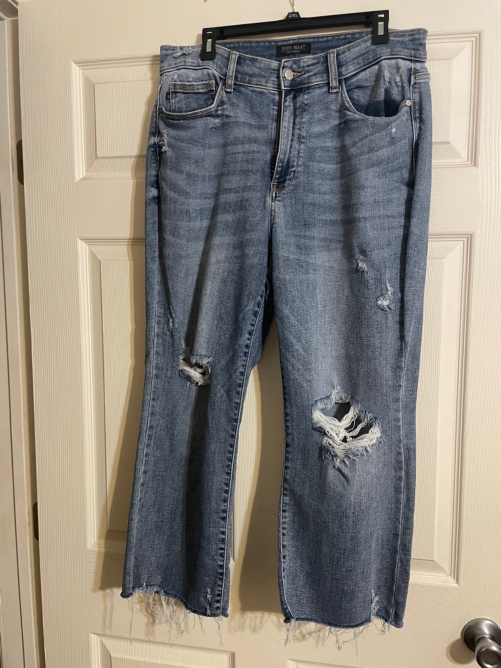 Judy Blue Distressed Wide-Leg Women’s Jeans - Light Blue 14W